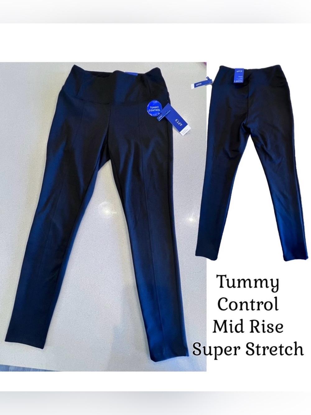 Tummy Control Super Stretch Mid Rise fitted through hip & thigh Leggings Small P